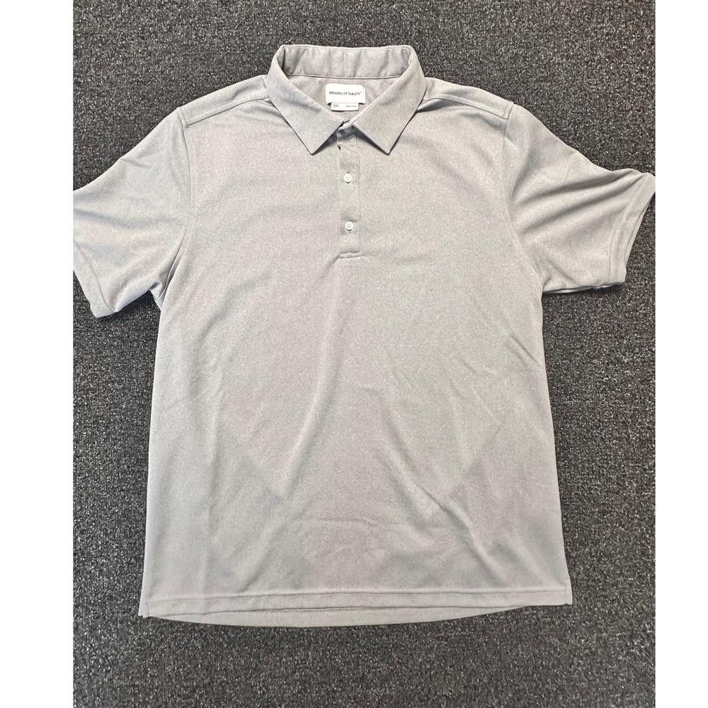 Ministry of Supply Apollo Polo Shirt Mens XXL Gray Short Sleeve PCM Tech Top